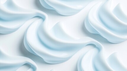 Obraz premium Light blue cream swirls on white background, beauty product texture, cosmetic advertising
