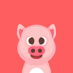 cartoon pig face happy smile vector design