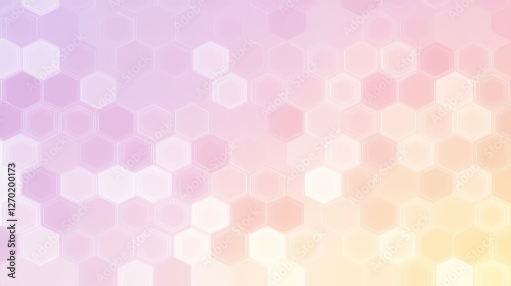 Poster abstract pastel gradient with glowing hexagonal pattern background