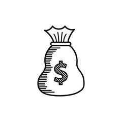 Bag of money outline illustration