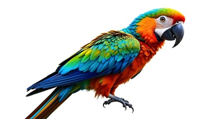 Fototapeta premium Colorful Macaw Parrot Isolated on White Background Beautiful Exotic Bird