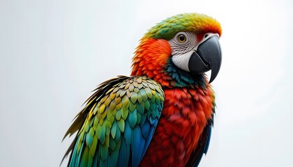 Obraz premium Colorful Macaw Parrot Close-up on Neutral Background Displaying Vibrant Plumage