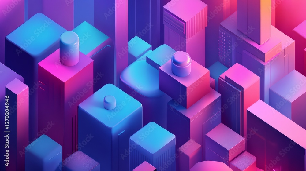 Poster modern isometric digital marketing concept with abstract 3d vector background featuring web developm