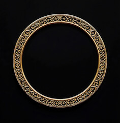vintage Golden Antique Picture Frame designed as a decorative border for a blank picture circle on black background