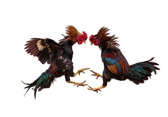 Fighting Roosters Dramatic Black Background Photo
