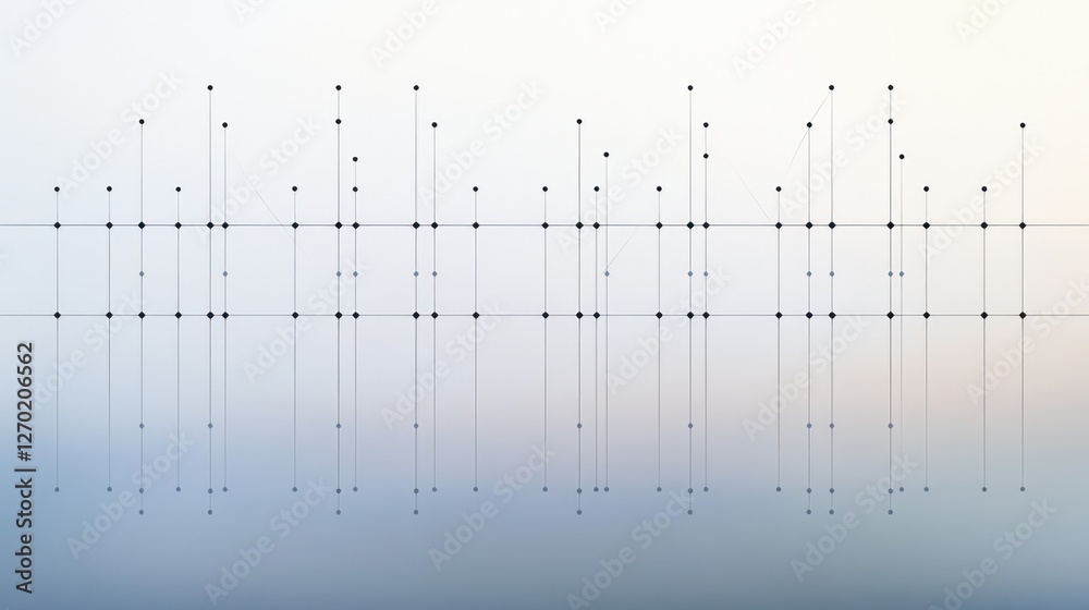 Poster minimalist data visualization: network connection on gradient background