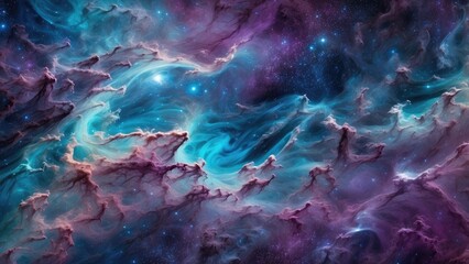 "Night Sky Universe: Dark Blue Galaxy Filled with Stars and Nebula - Generative AI Banner"