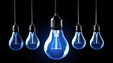 Illuminating Ideas: A Creative Arrangement of Blue Light Bulbs on Black