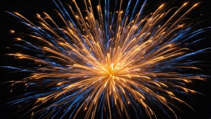 Dark Night Sky Illuminated by Fireworks Explosion