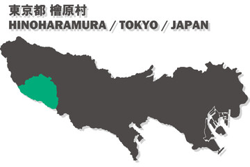 Fototapeta premium 日本地図-東京都-檜原村イラスト