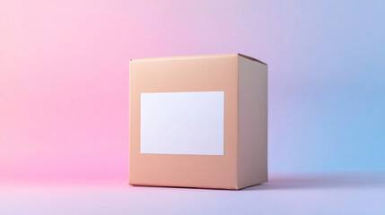 Empty Cardboard Box on Pastel Background