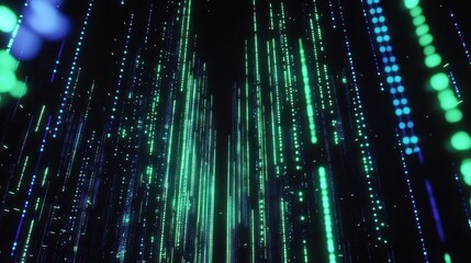 Falling digital data streams, night, abstract, tech background