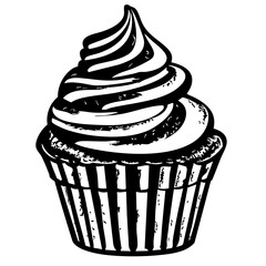 cupcake, Doodle Food Illustrations: Hand-Sketched Vector Art for Branding, isolated, No background