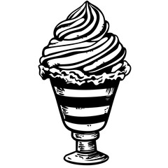 Ice cream, Gourmet Sketch: Hand-Drawn Inspired Vector Food Art
