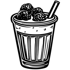 smoothie, Minimalist Food Sketches: Classic Black and White Vector Illustrations, isolated, No background