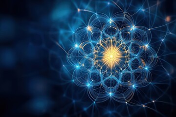 Vibrant Blue Flower Illuminated by Soft Glowing Lights Against a Dark Background Creating a Dreamy Ethereal Atmosphere of Natural Beauty