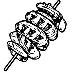 tandoori, Minimalist Food Sketches: Classic Black and White Vector Illustrations, isolated, No background