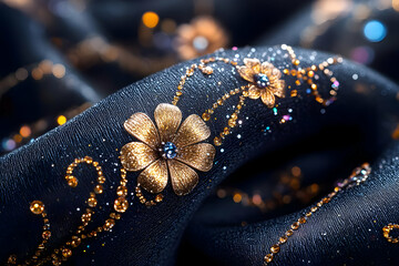 Closeup Detailed Embellished Dark Blue Mask