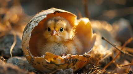 A chick coming out of its shell