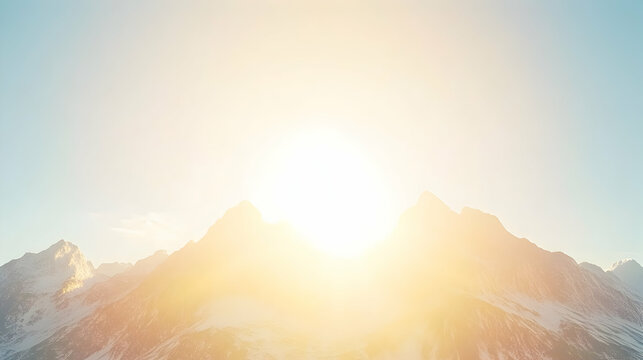 Majestic sunlit mountain peaks bathed in golden sunlight, creating a serene and inspiring landscape. Ideal for travel, nature, or motivational themes.