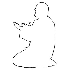 Muslim Praying Line Art. Ramadan Kareem. Vector Illustration Design