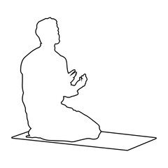 Muslim Praying Line Art. Ramadan Kareem. Vector Illustration Design