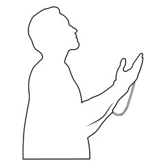 Muslim Praying Line Art. Ramadan Kareem. Vector Illustration Design