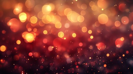 Christmas-Themed Red and Gold Bokeh Lights Background