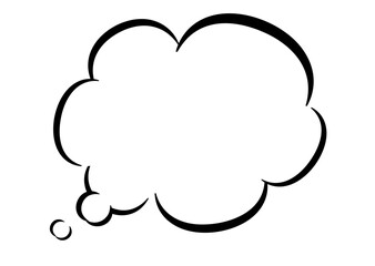 吹き出し＿シンプルなもくもく雲型_思い＿吹き出し口左_白背景