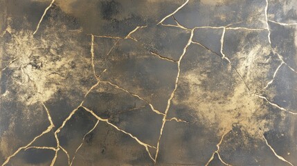 Kintsugi inspired background texture with golden cracks effect artwork