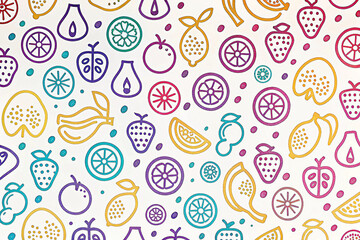 Fototapeta premium Colorful fruit pattern on white background