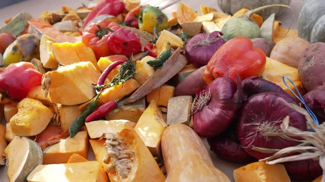 Food waste in landfill. Discarded yet edible food problem