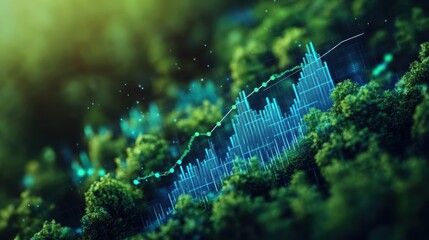 Lush Green Tree with a Vibrant Growth Graph Depicting Environmental Data in a Natural Setting Representing Sustainability and Eco Awareness in Nature