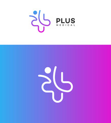 Obraz premium Plus Medical Logo Design Healthcare, Wellness, People, Cross, Symbol
