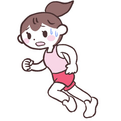走り疲れた女性全身イラスト