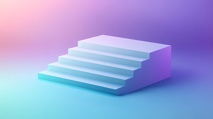 White Staircase in Serene Purple and Blue Gradient Setting