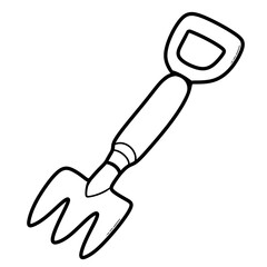 Minimalist Hand-Drawn Garden Shovel Line Art Illustration