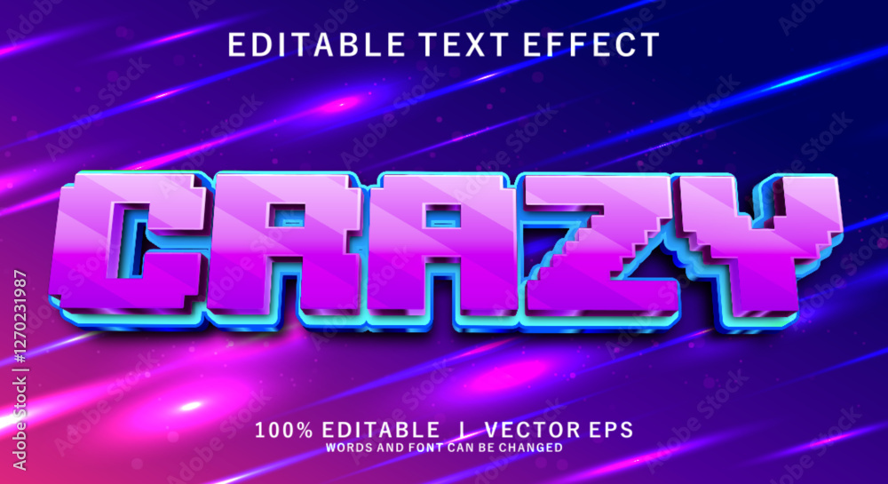 Wall mural crazy 3d vector text effect with modern style design
