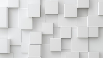 Obraz premium Abstract white geometric 3D blocks pattern with light shadows. Modern minimalist background design.