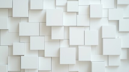 Abstract white geometric 3D blocks creating a modern, textured background with light shading.