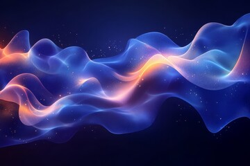 Obraz premium Abstract Vector Art: Blue Lines and Waves on Dark Background. Modern Digital Illustration.