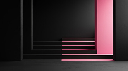Obraz premium A minimalist modern black background with a pink highlight 