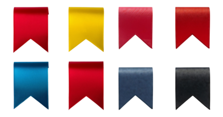 Colorful Ribbon Banners in Various Shades for Creative Projects, isolated on transparent background