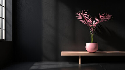 A minimalist modern black background with a pink highlight 