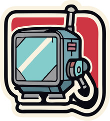Naklejka premium Retro Futuristic TV Cartoon – Tech Sticker