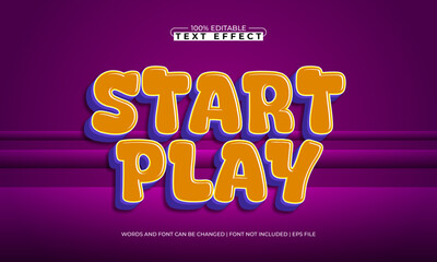 start play editable text effect with a game and play text style
