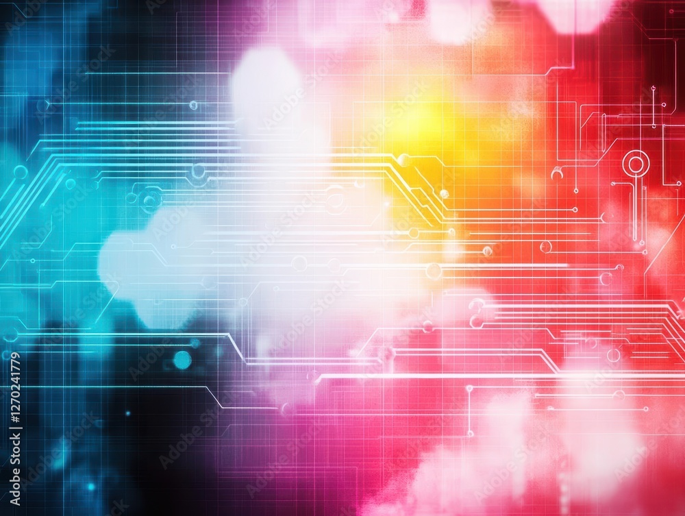 Poster futuristic abstract technology background featuring intricate circuit board patterns and glowing lin