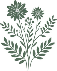 Green floral bouquet illustration.