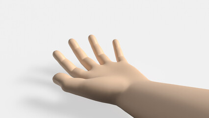 The Hand on white Background 3d Rendering.