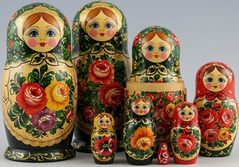 Beautiful Hand Painted Russian Nesting Dolls Matryoshka Set